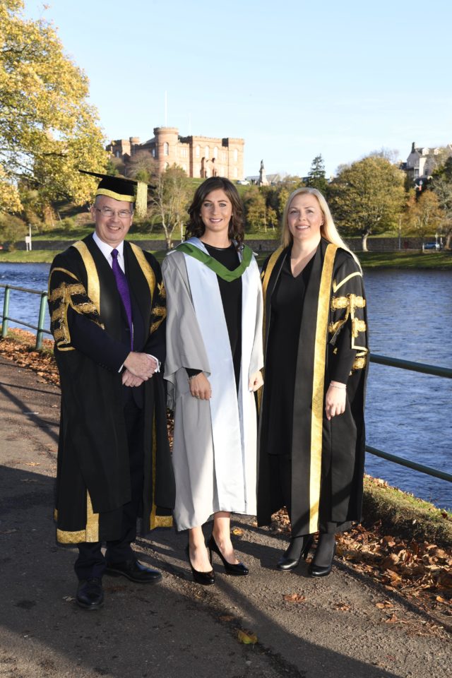 Eve Muirhead with University of Stirling professors
