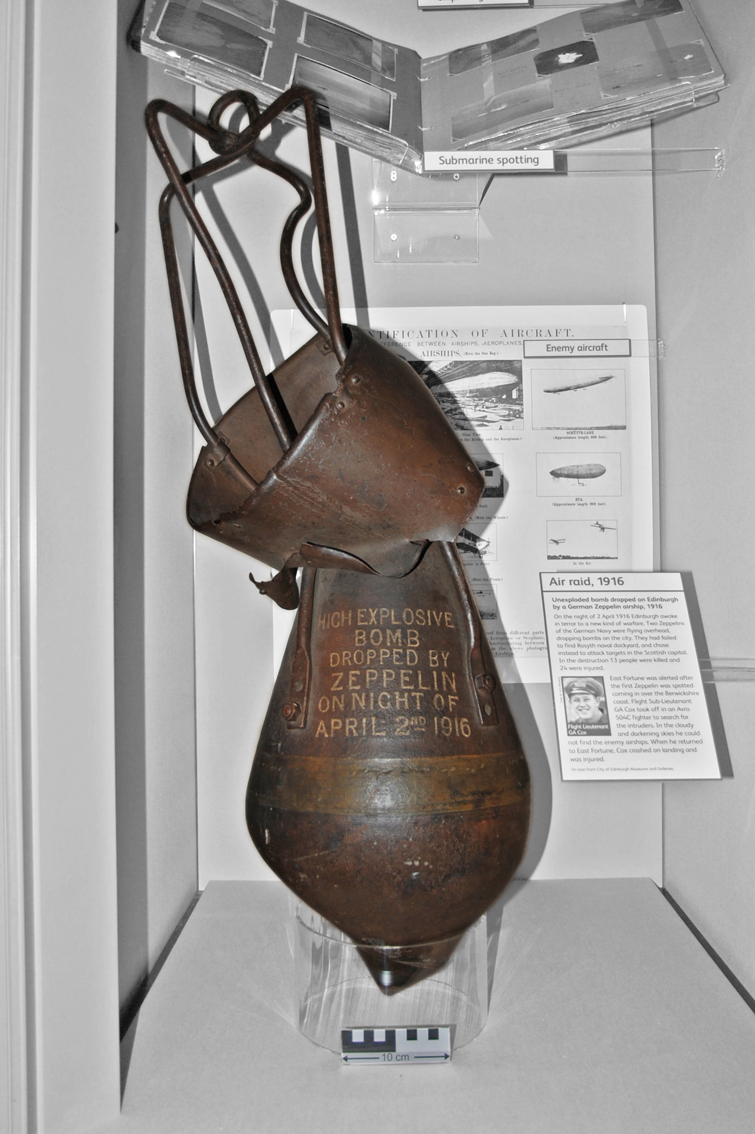 An unexploded bomb dropped during the air raid
