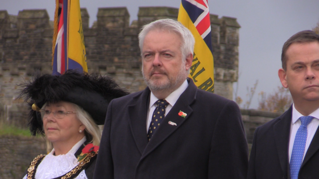 Carwyn Jones, the first minister of Wales, attended the service at Cardiff Castle (Claire Hayhurst/PA)
