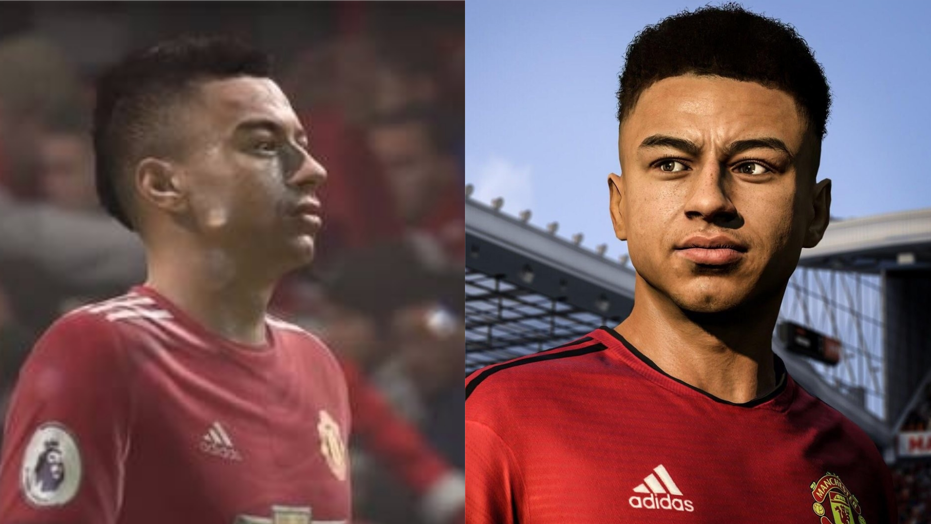 Lingard's hair before and after the update