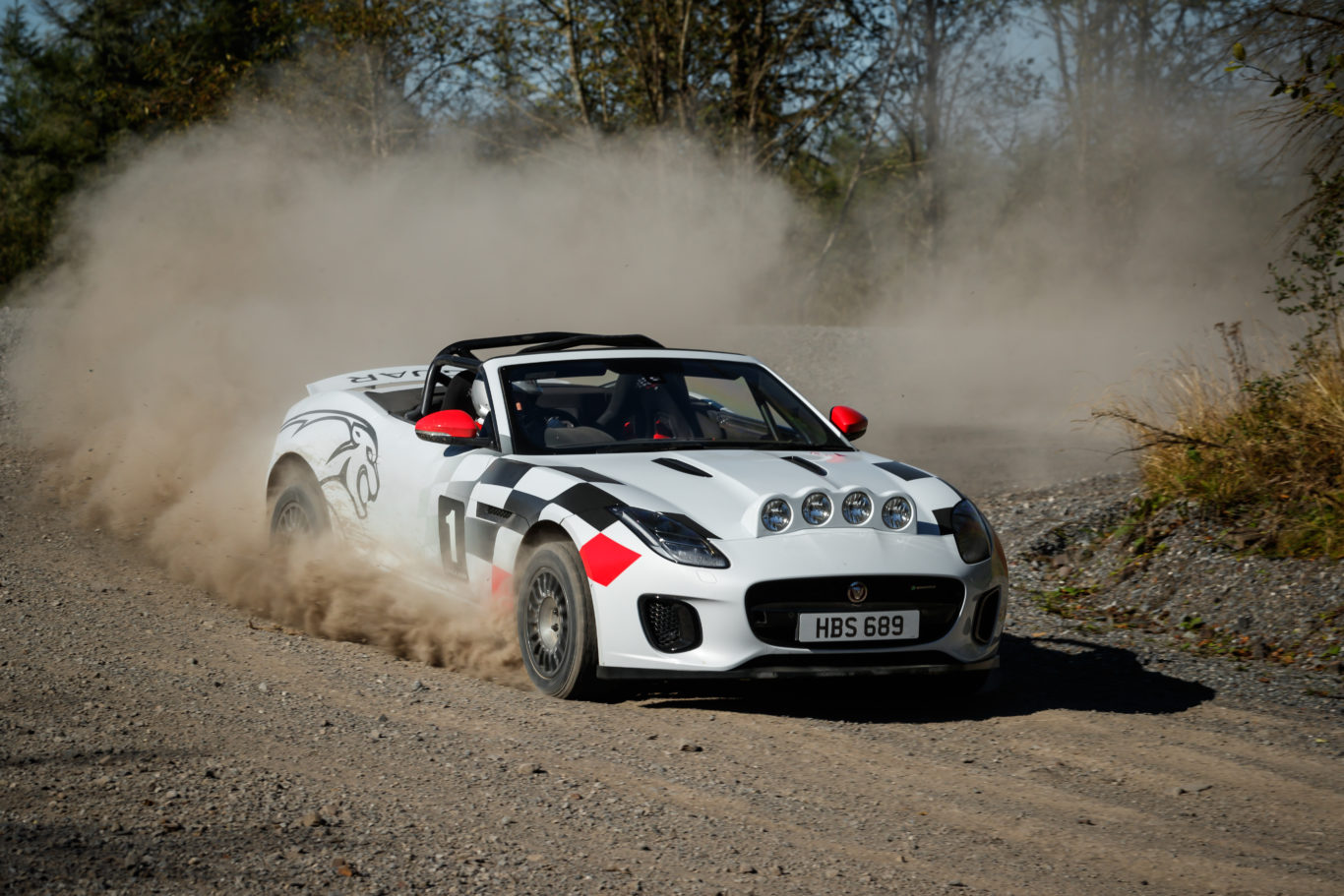 A four-cylinder engine powers the F-Type rally car