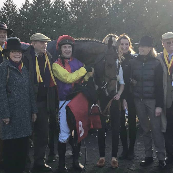 Owners Garth and Anne Broom were all smiles after a landmark success at Kempton