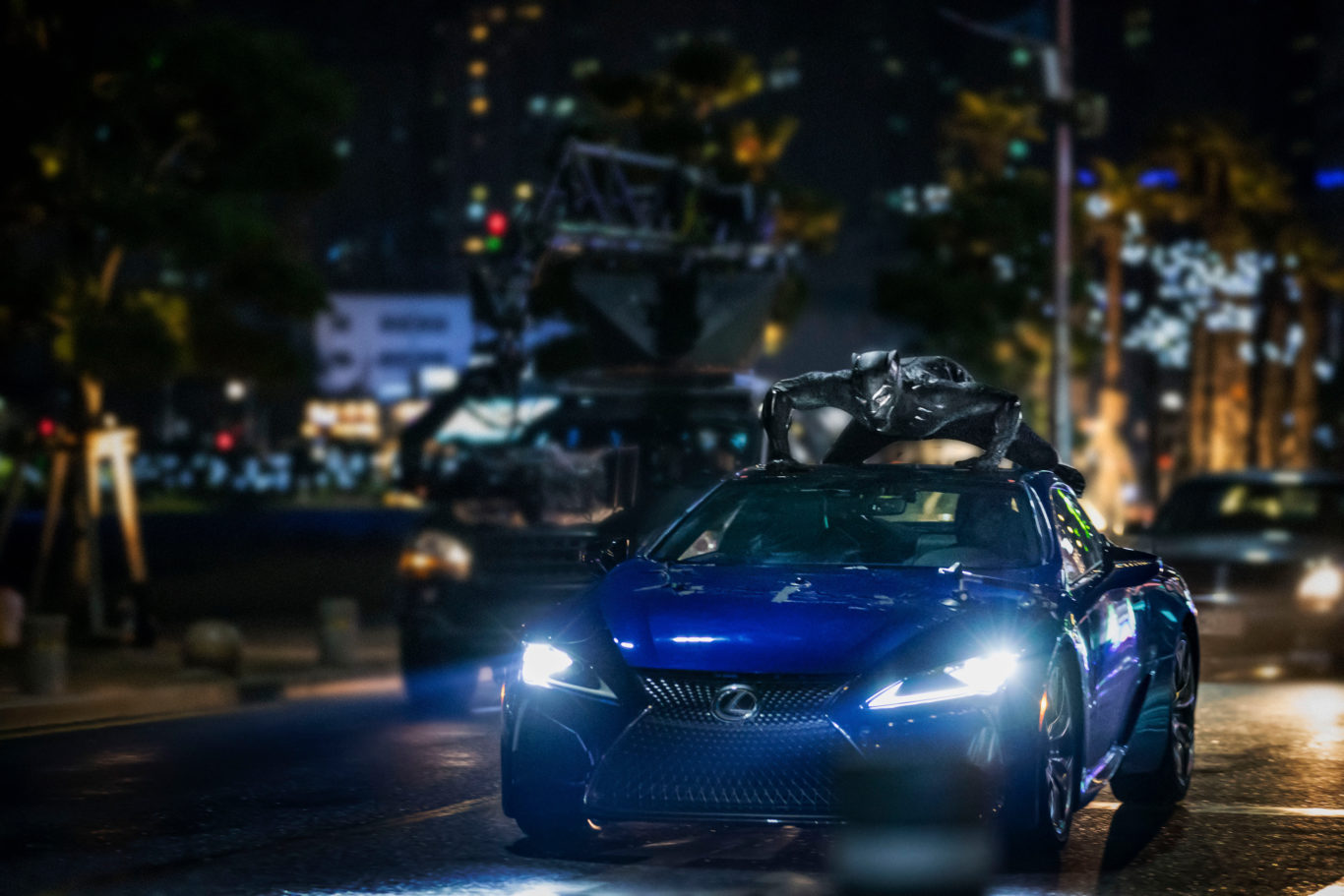 The Lexus LC in South Korea, with T'Challa onboard, during the film.