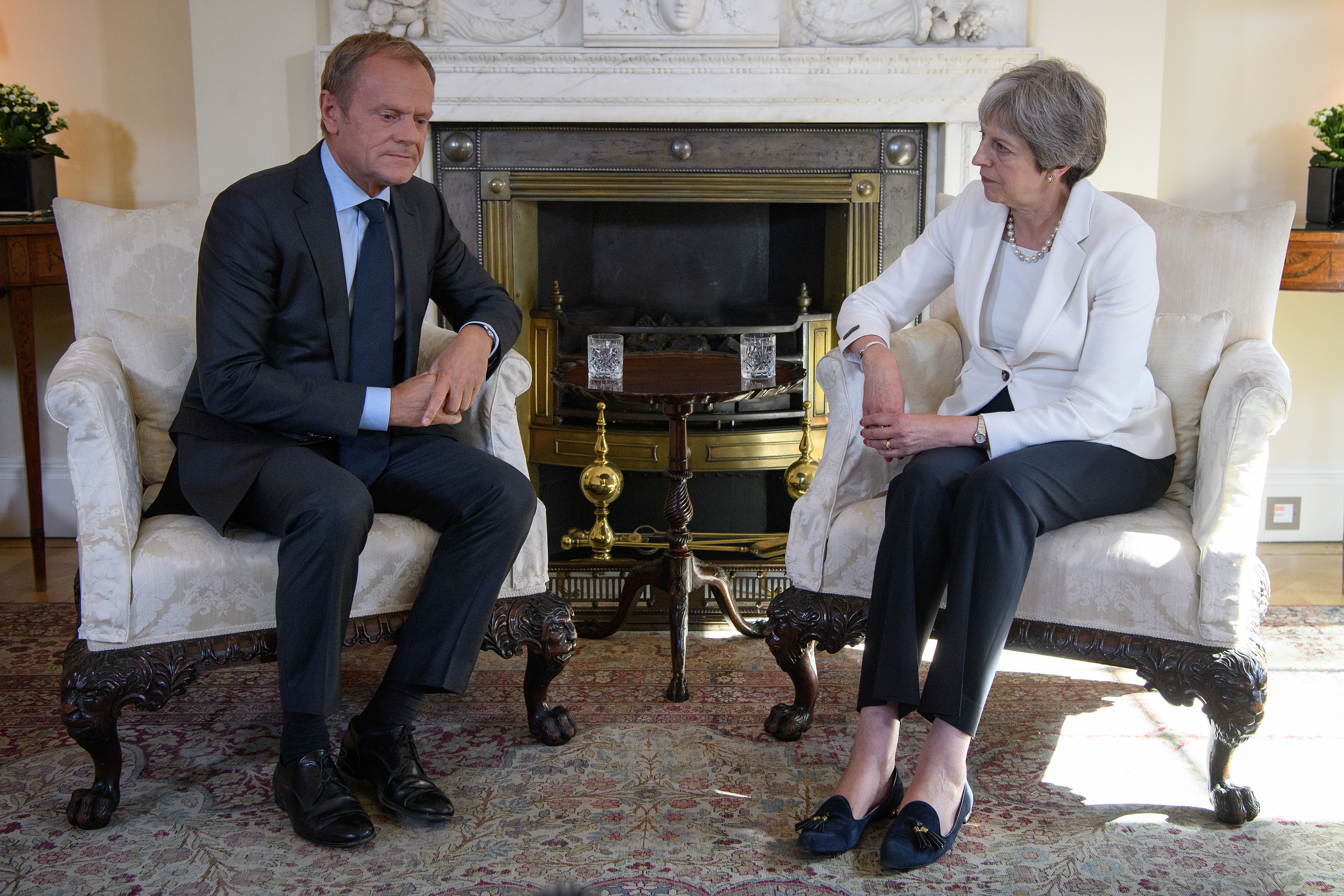 Theresa May meets with President of the European Council Donald Tusk during bilateral talks