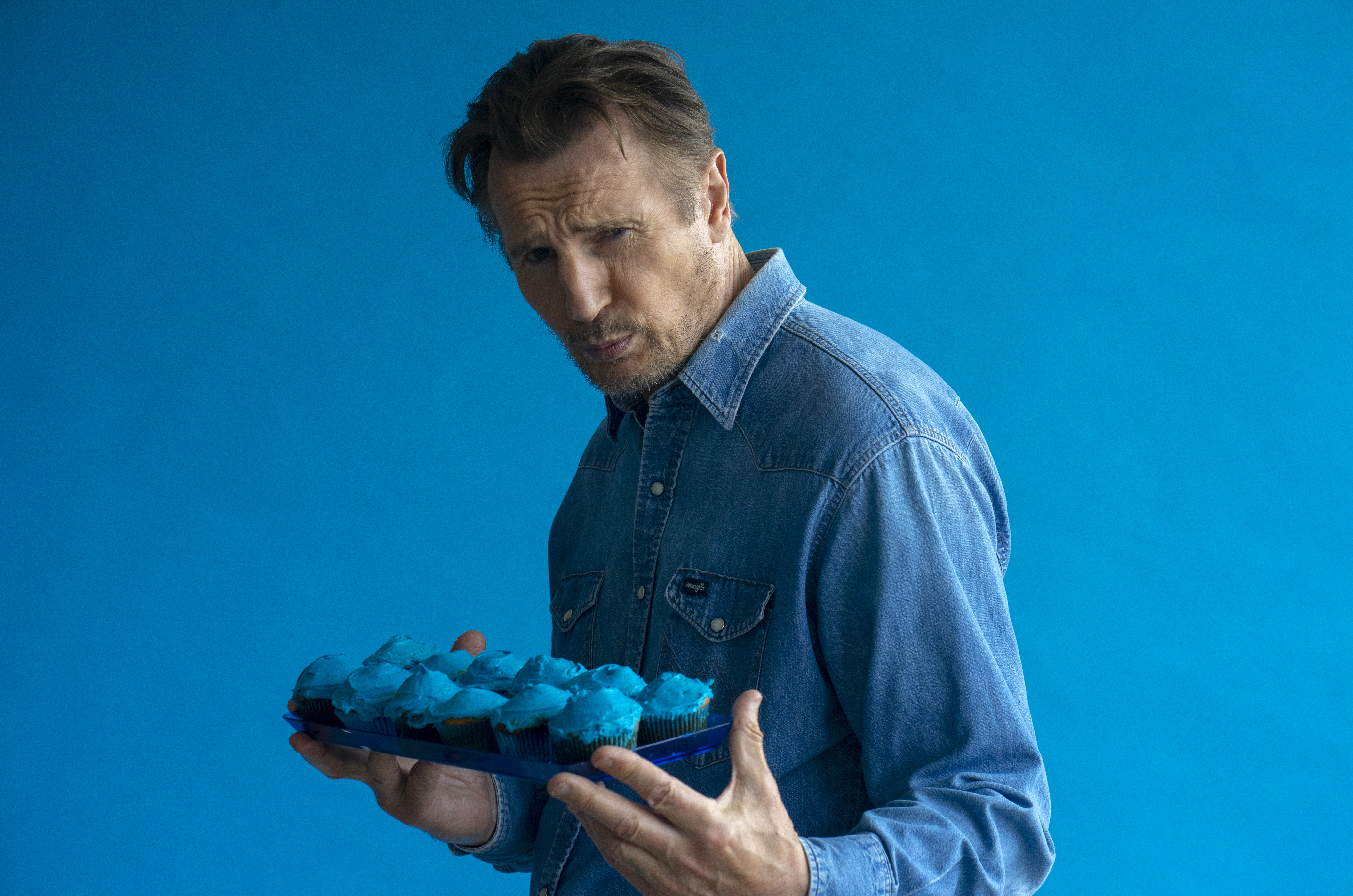 Liam Neeson on the set of a video produced for World Children's Day 2018