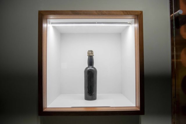 The bottle on display