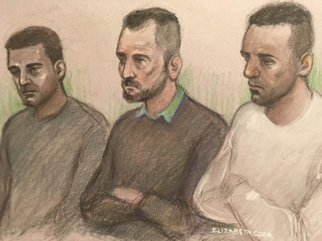 Hawkar Hussan, Arkan Ali and Aram Kurd in the dock at Leicester Crown Court