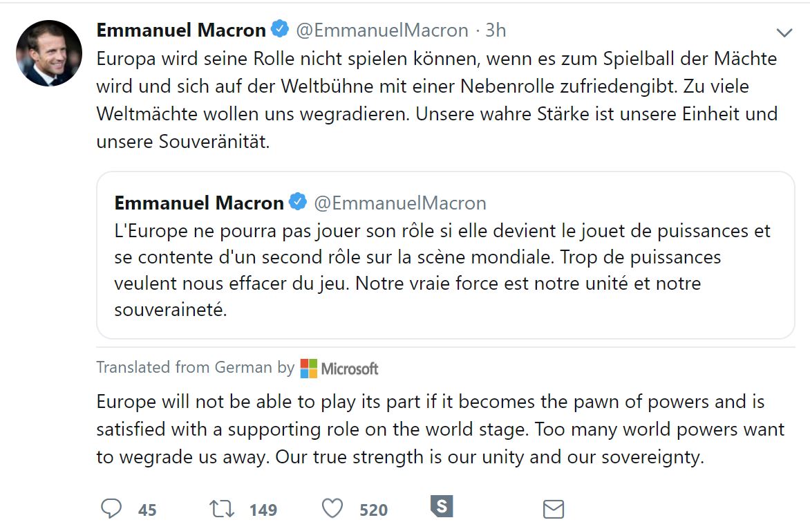 @EmmanuelMacron tweet