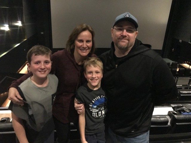Brian Vowles with his sons and wife Rachel at the screening of the film. (Brian Vowles)