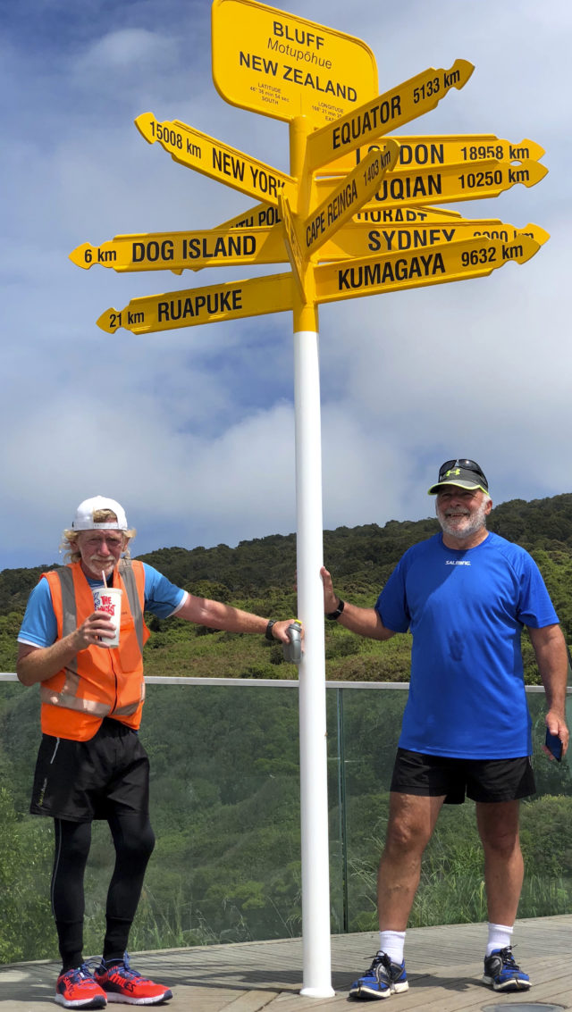 Perry Newburn, left, with support crew member Graeme Calder