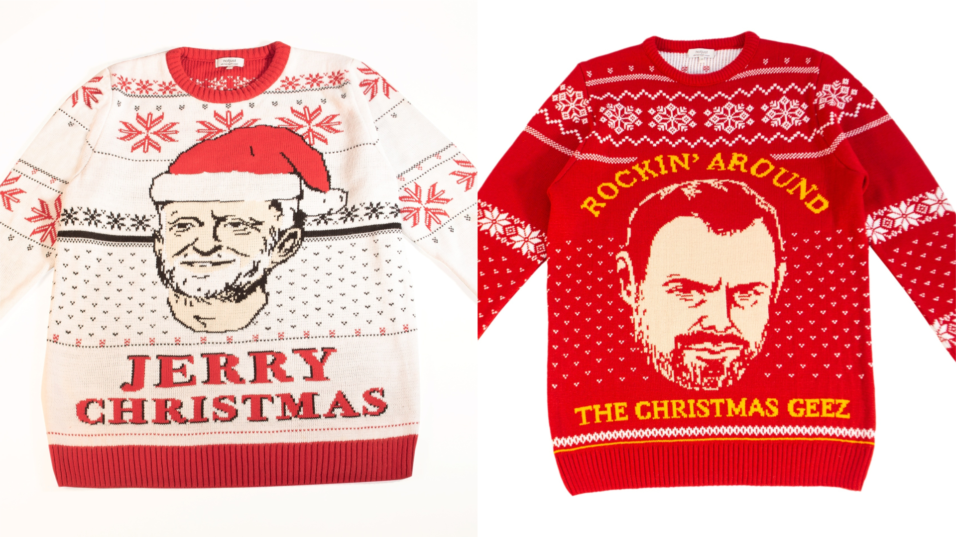 Jeremy Corbyn and Danny Dyer Christmas jumpers from notjust clothing