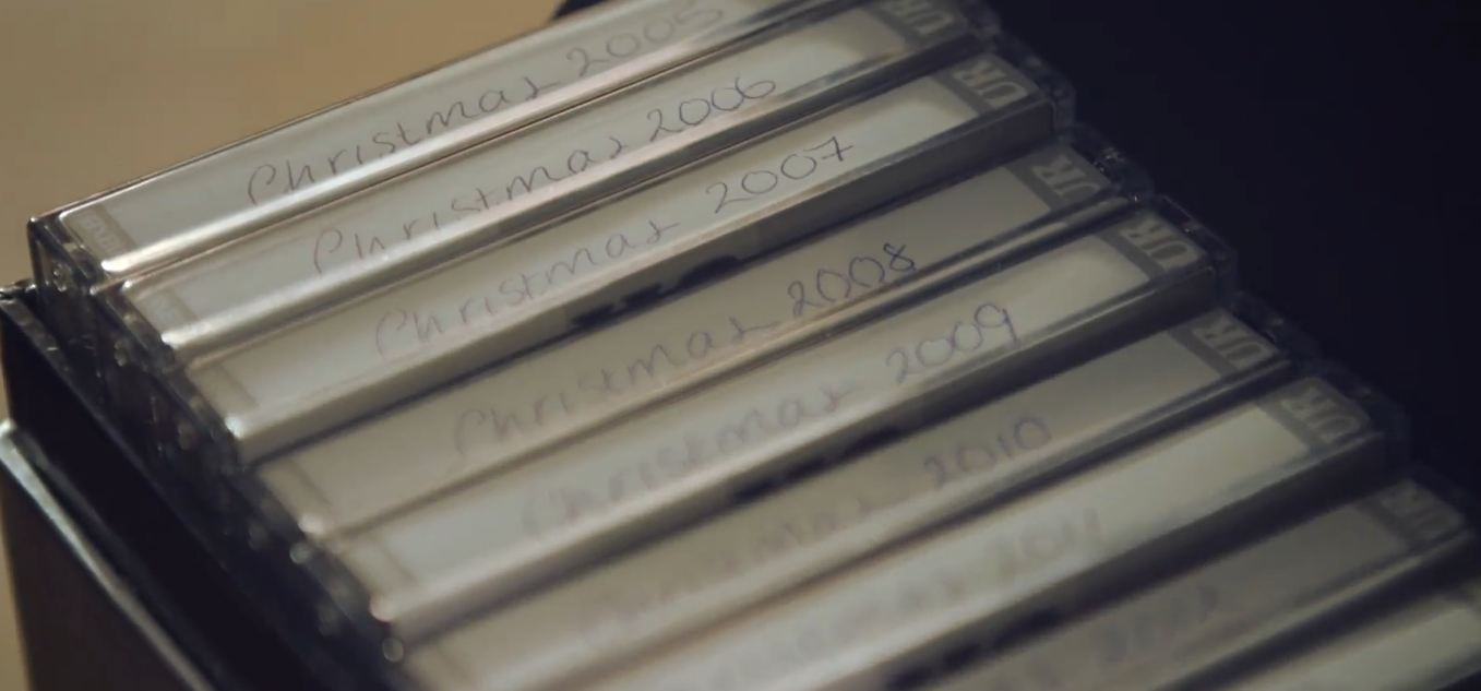The tapes in the case in the film
