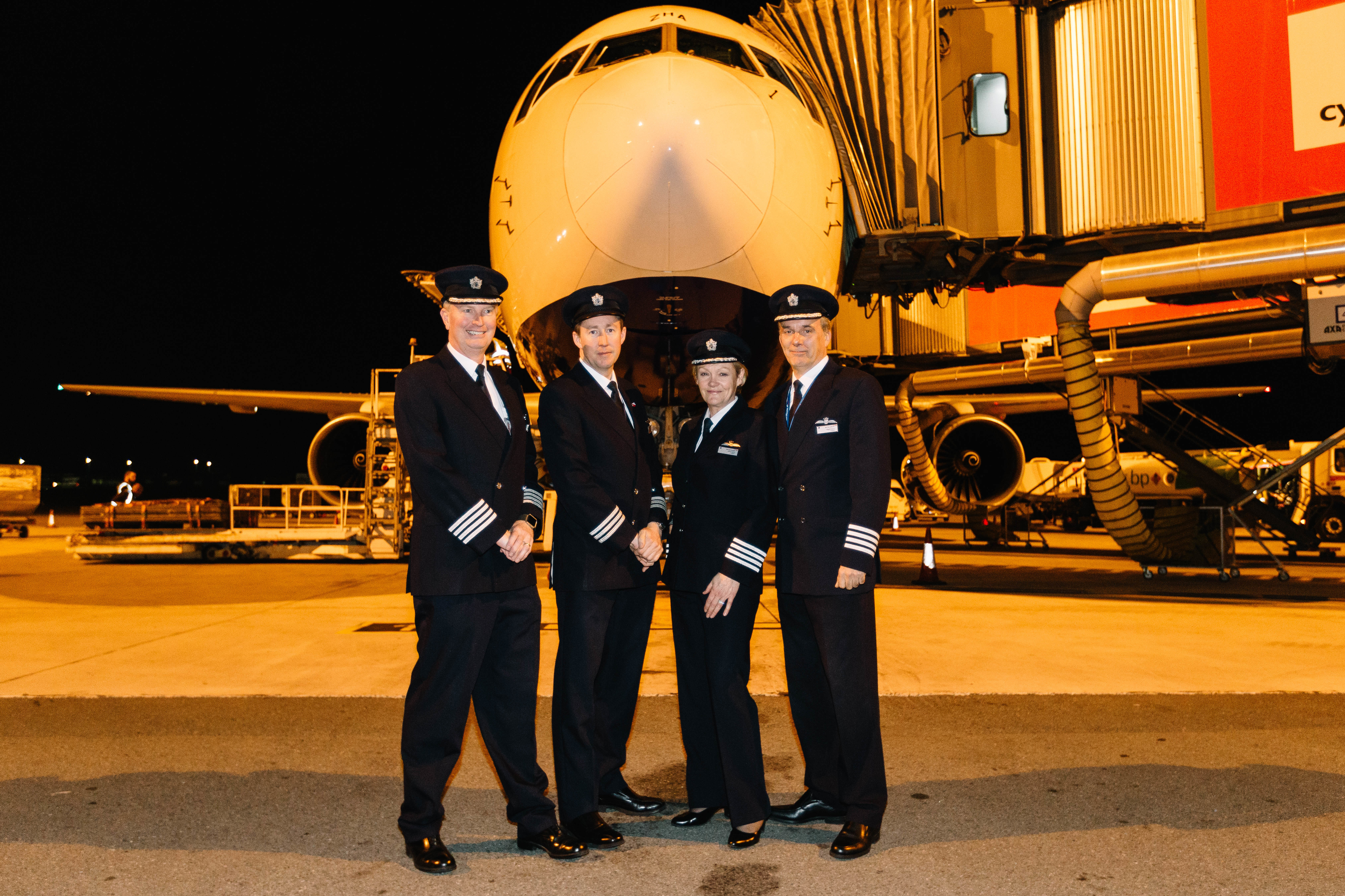 The flight crew for BA's final 767 service (British Airways/PA)