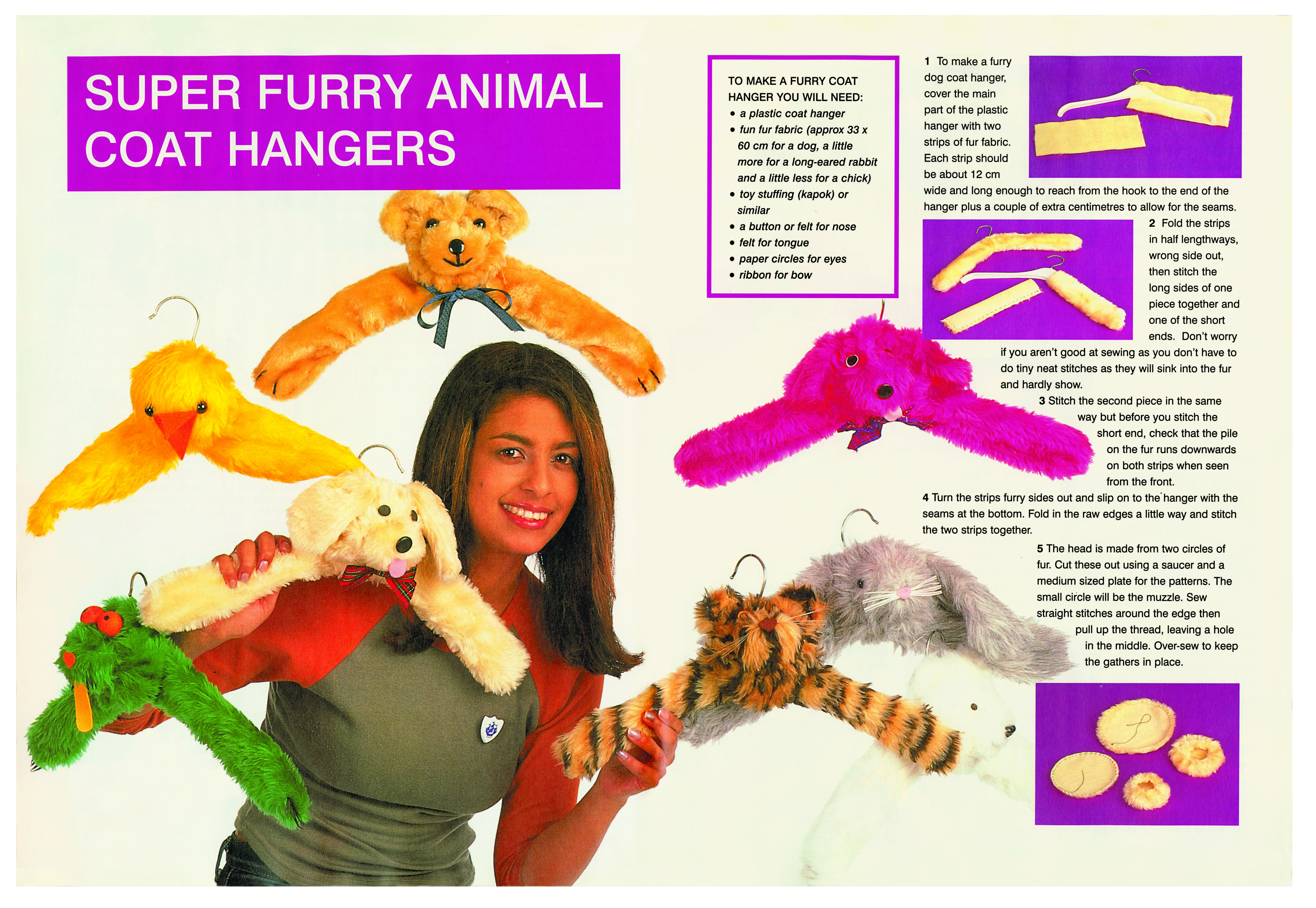 A double page spread on super furry animal coat hangers