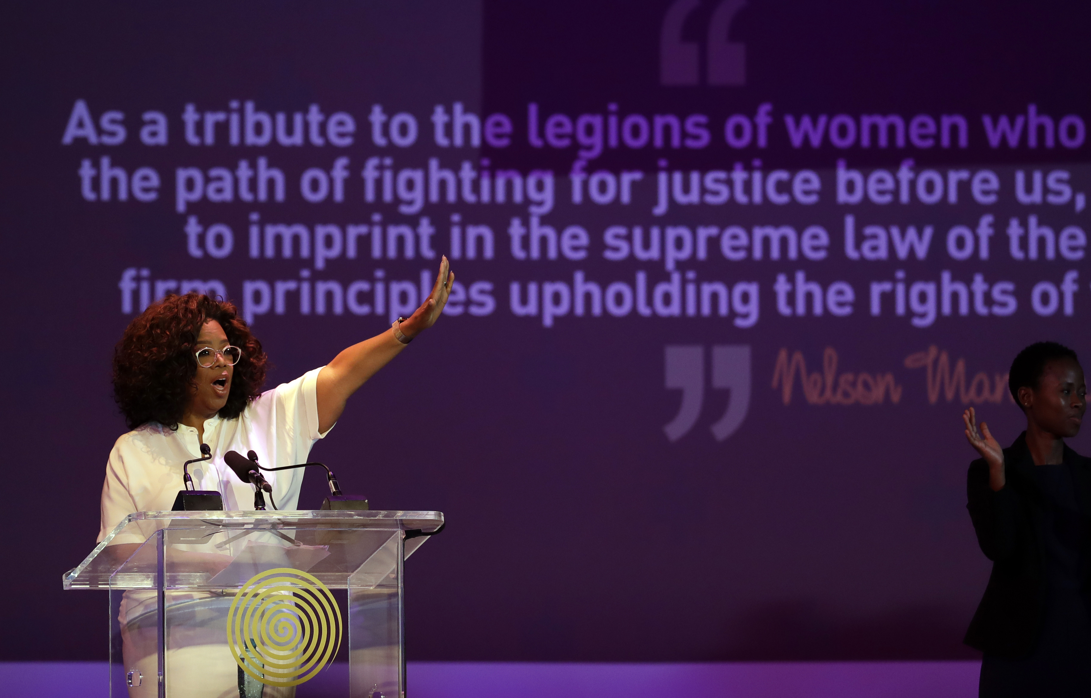 Oprah Winfrey at an event in Soweto, South Africa