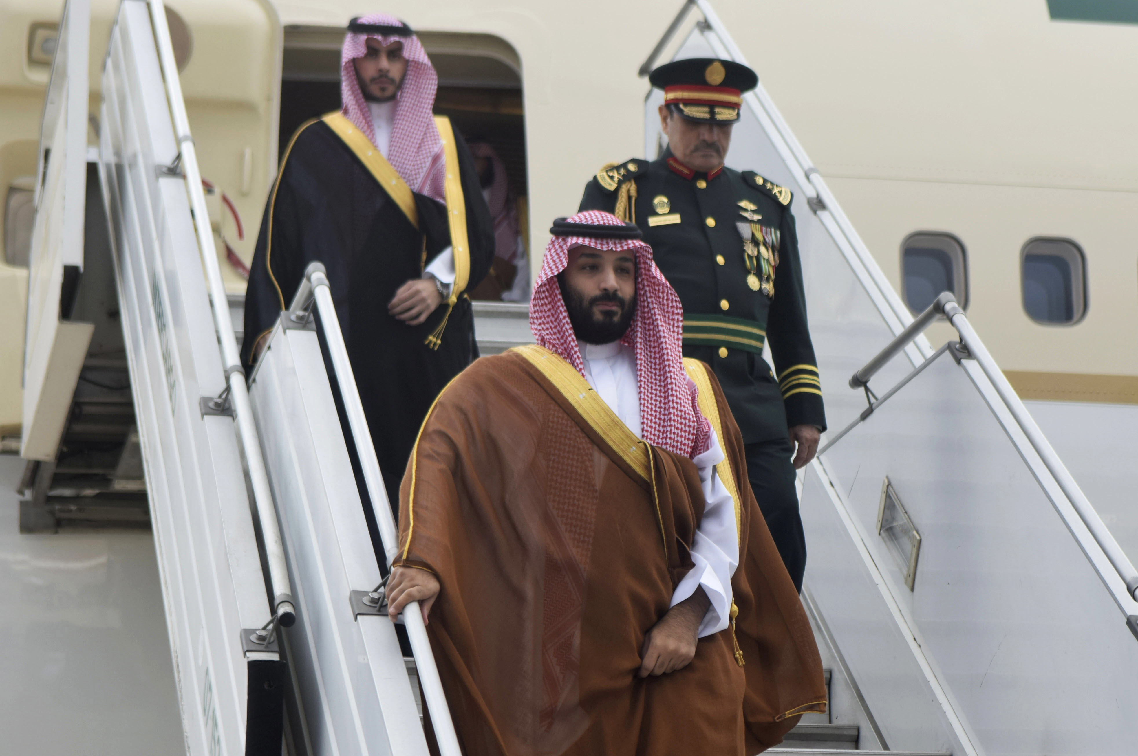 Saudi Arabia's Crown Prince Mohammed bin Salman at the airport in Buenos Aires