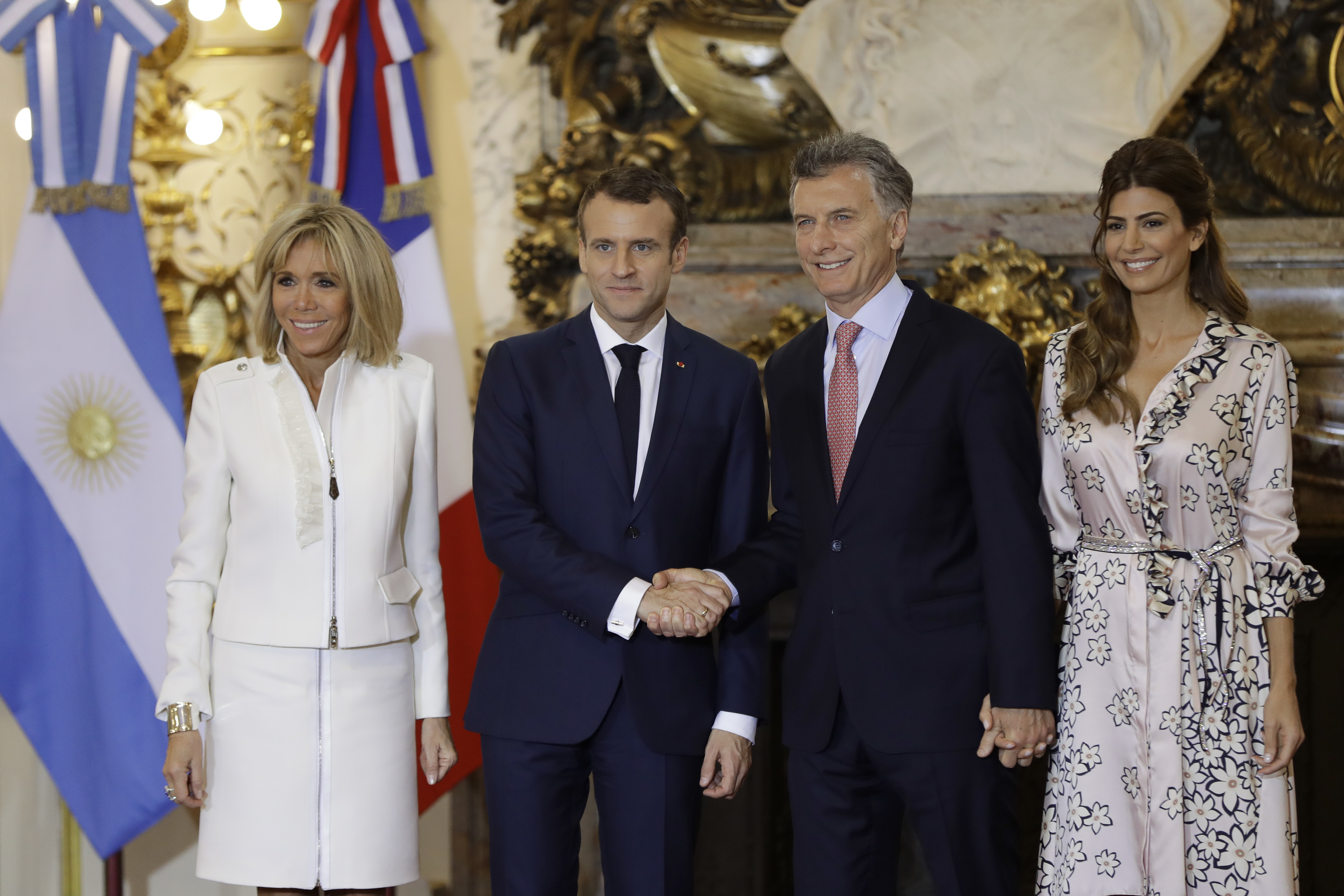 Emmanuel Macron and Argentina's President Mauricio Macri at the presidential palace in Buenos Aires 