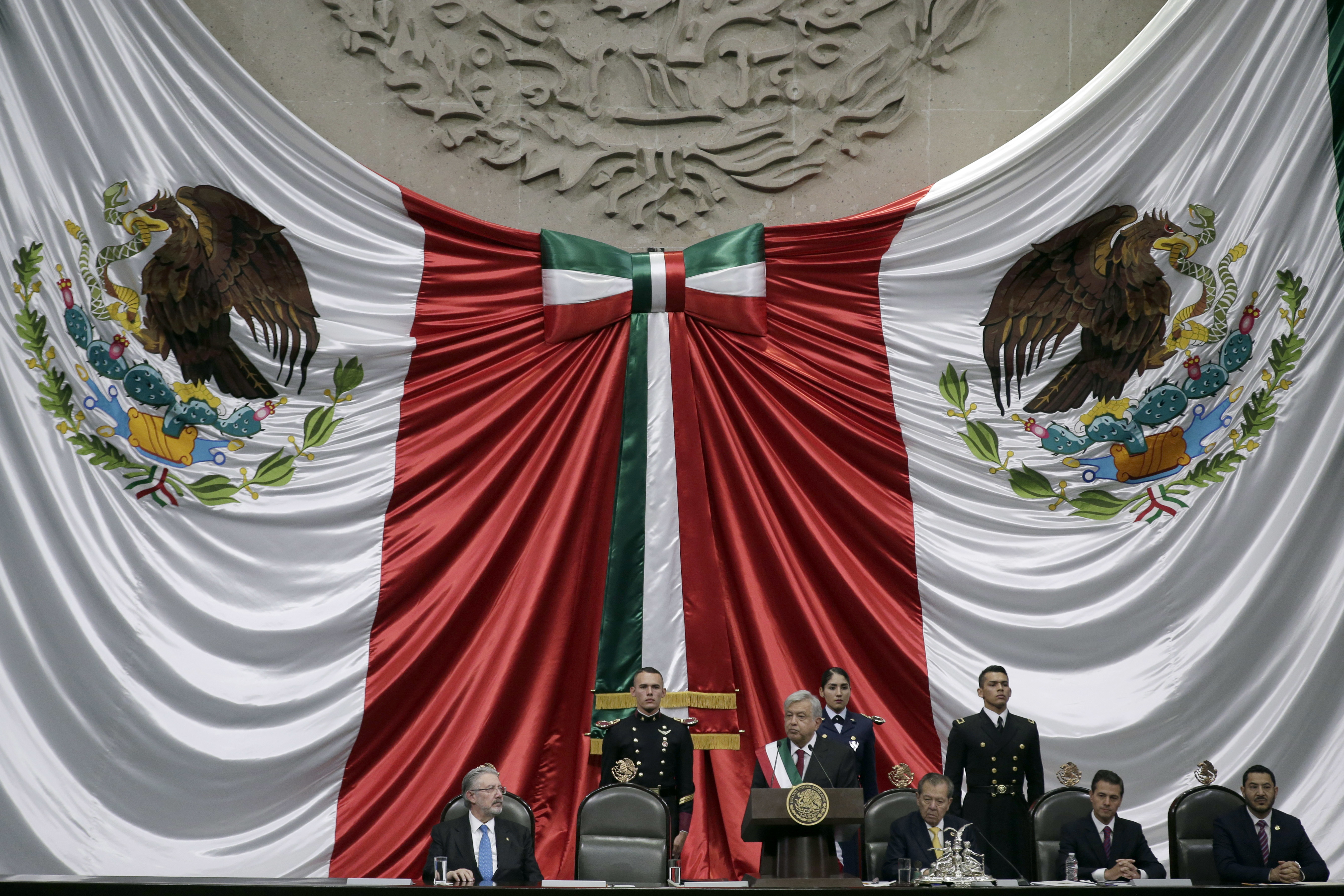 Mexico's new president Andres Manuel Lopez Obrador speaks during his inaugural ceremony at the National Congress in Mexico City