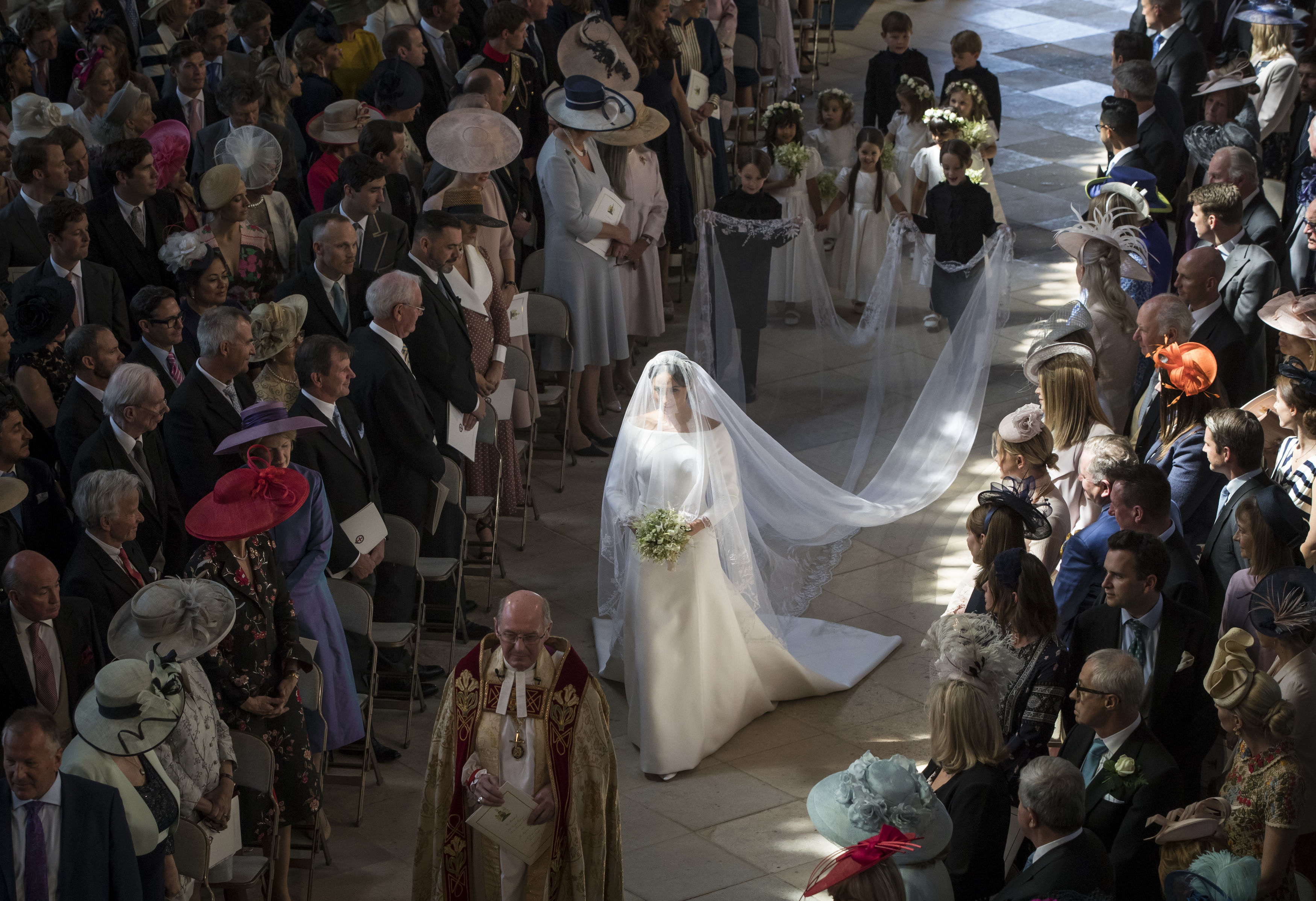 Meghan, Duchess of Sussex walking down the aisle