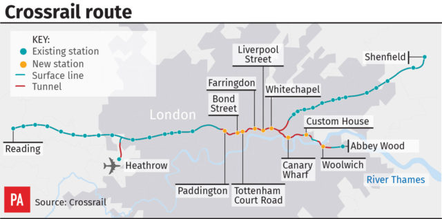 Crossrail route (PA Graphics)