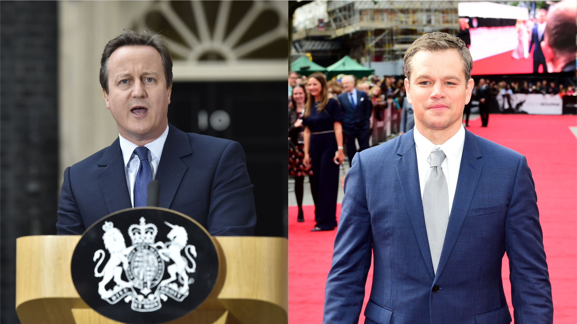 David Cameron and actor Matt Damon