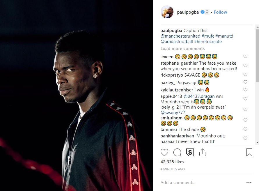 A screen grab from Manchester United midfielder Paul Pogba's Instagram