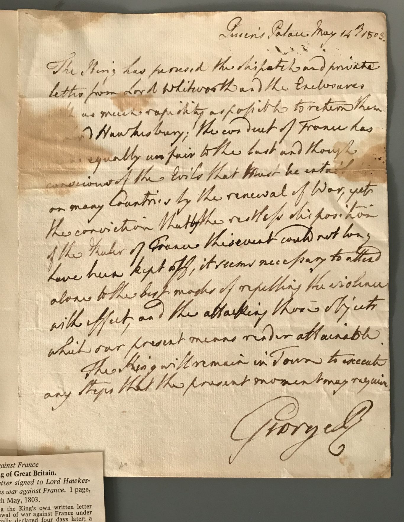 King George III letter signalling war intent to be auctioned - Jersey ...