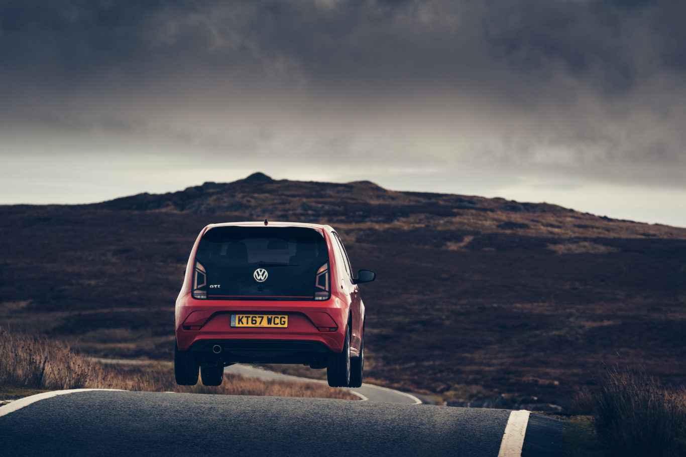 The little Up! GTI is perfectly suited to tight country roads 