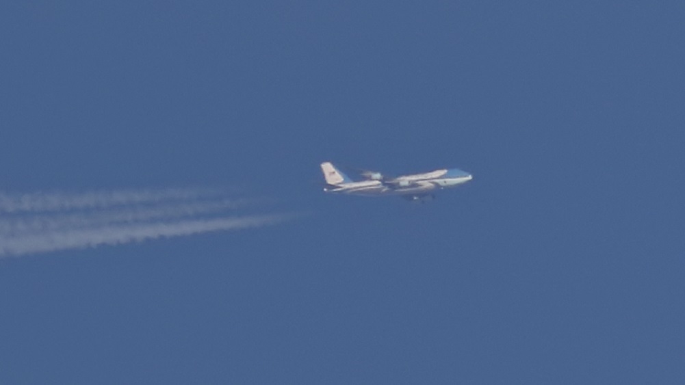 Air Force One pictured over South Yorkshire