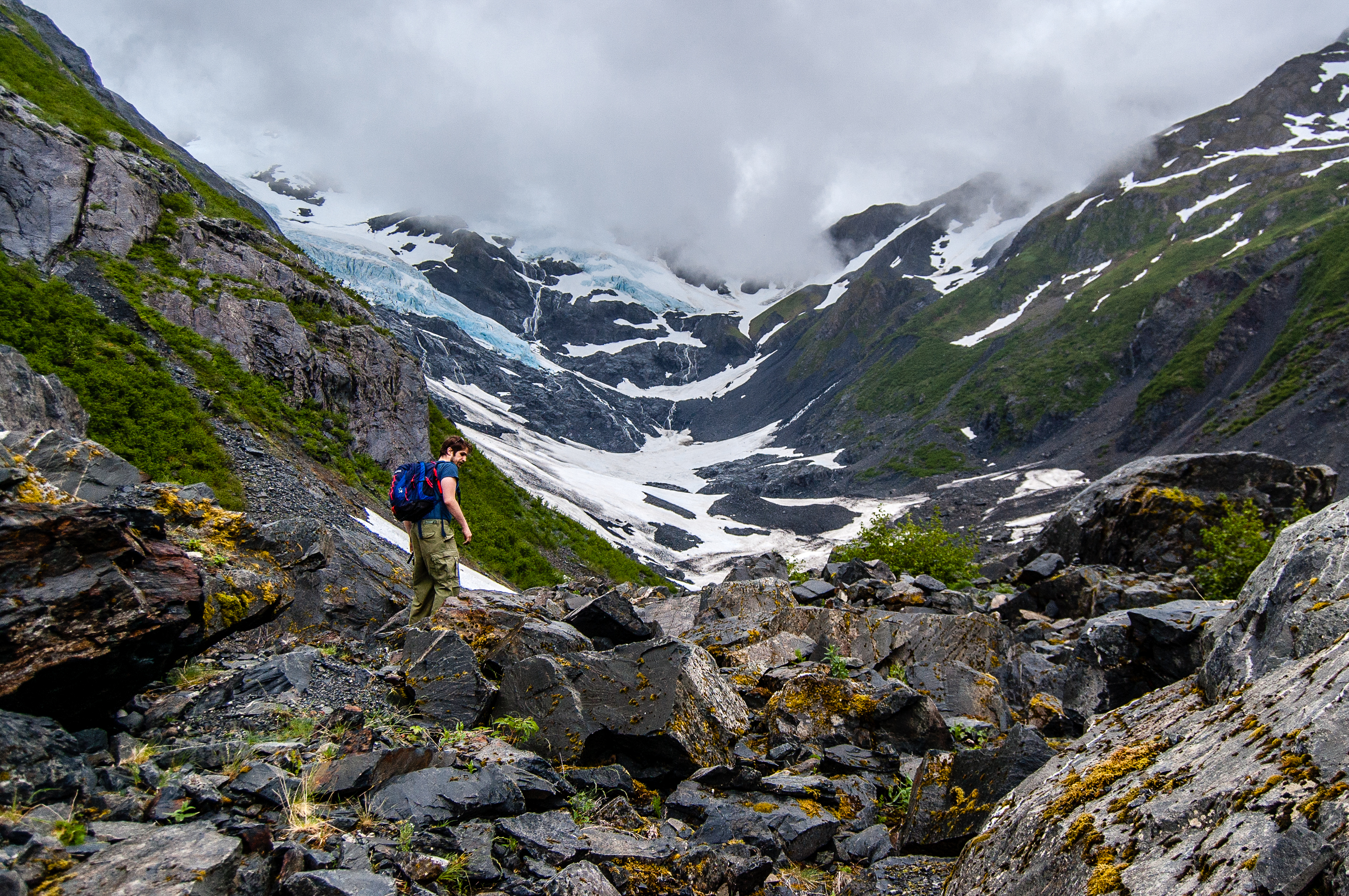 a man hiking in Alaska