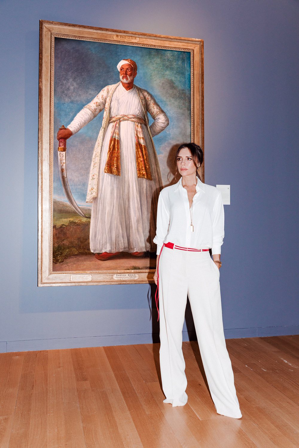 Victoria Beckham is photographed at Sotheby’s in New York for the launch of The Female Triumphant 