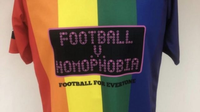 The club's rainbow shirt