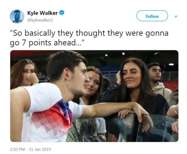 Manchester City defender Kyle Walker quickly deleted a social media post mocking Liverpool.