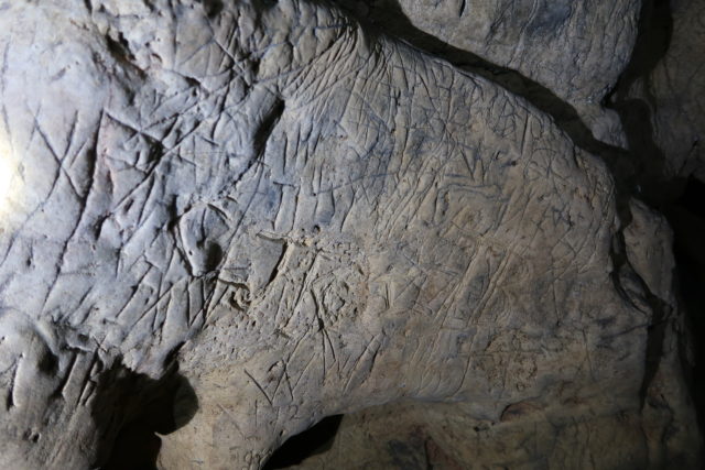 Whole walls of the caves are covered in the protective marks (Creswell Heritage Trust/PA)