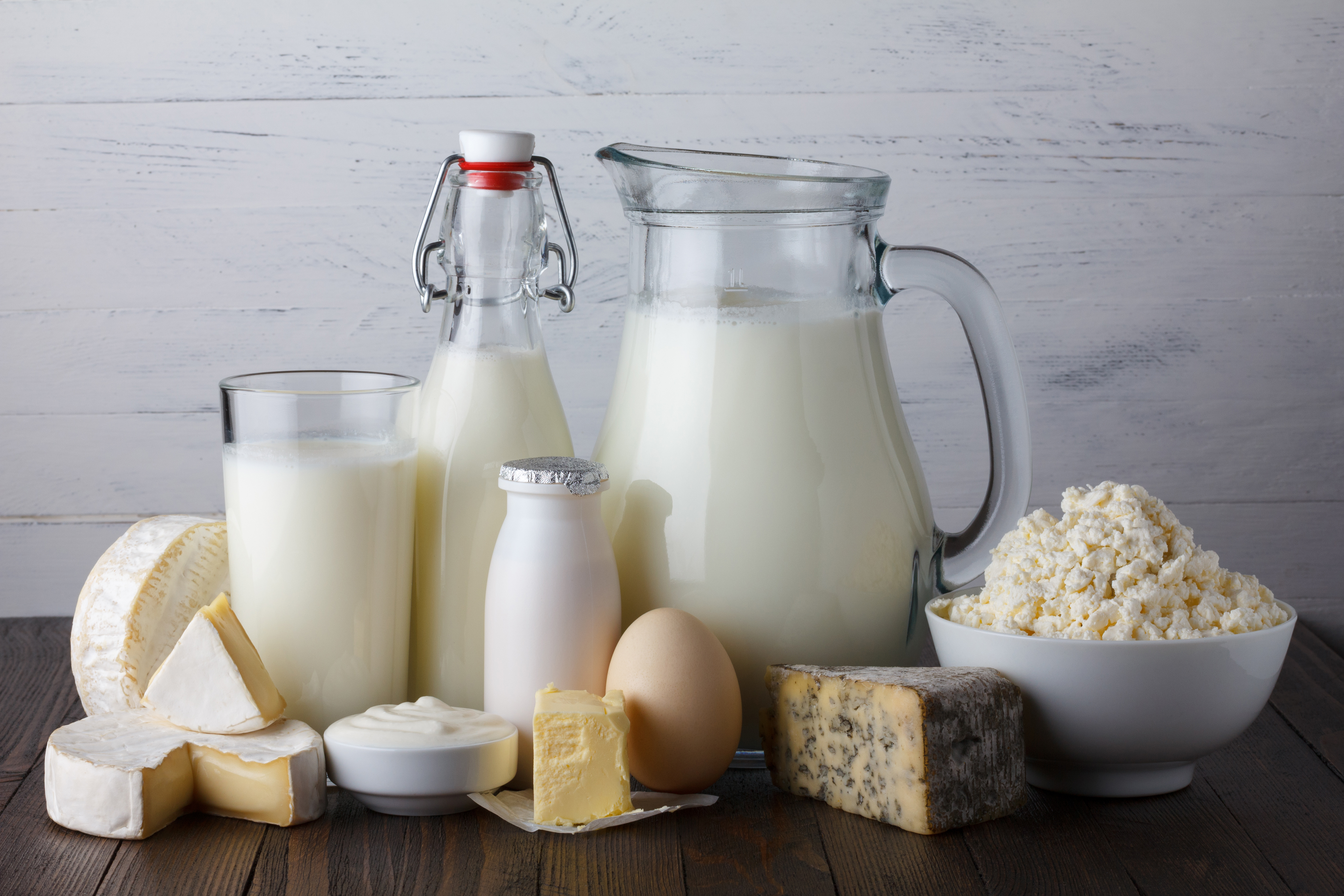 Dairy products on table