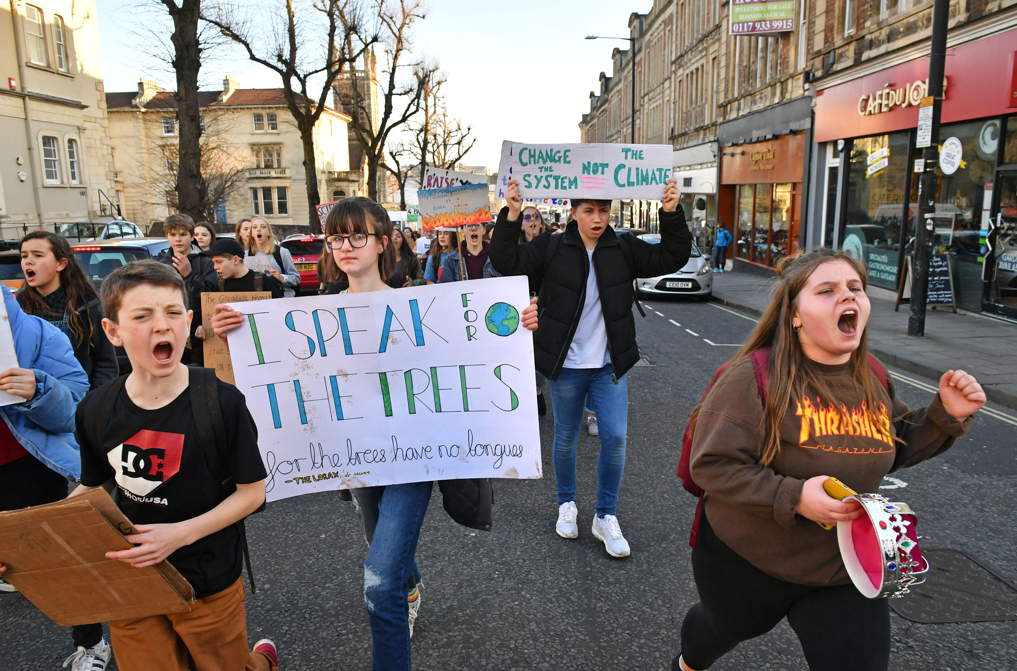 Demonstrators during a climate change protest in Bristol