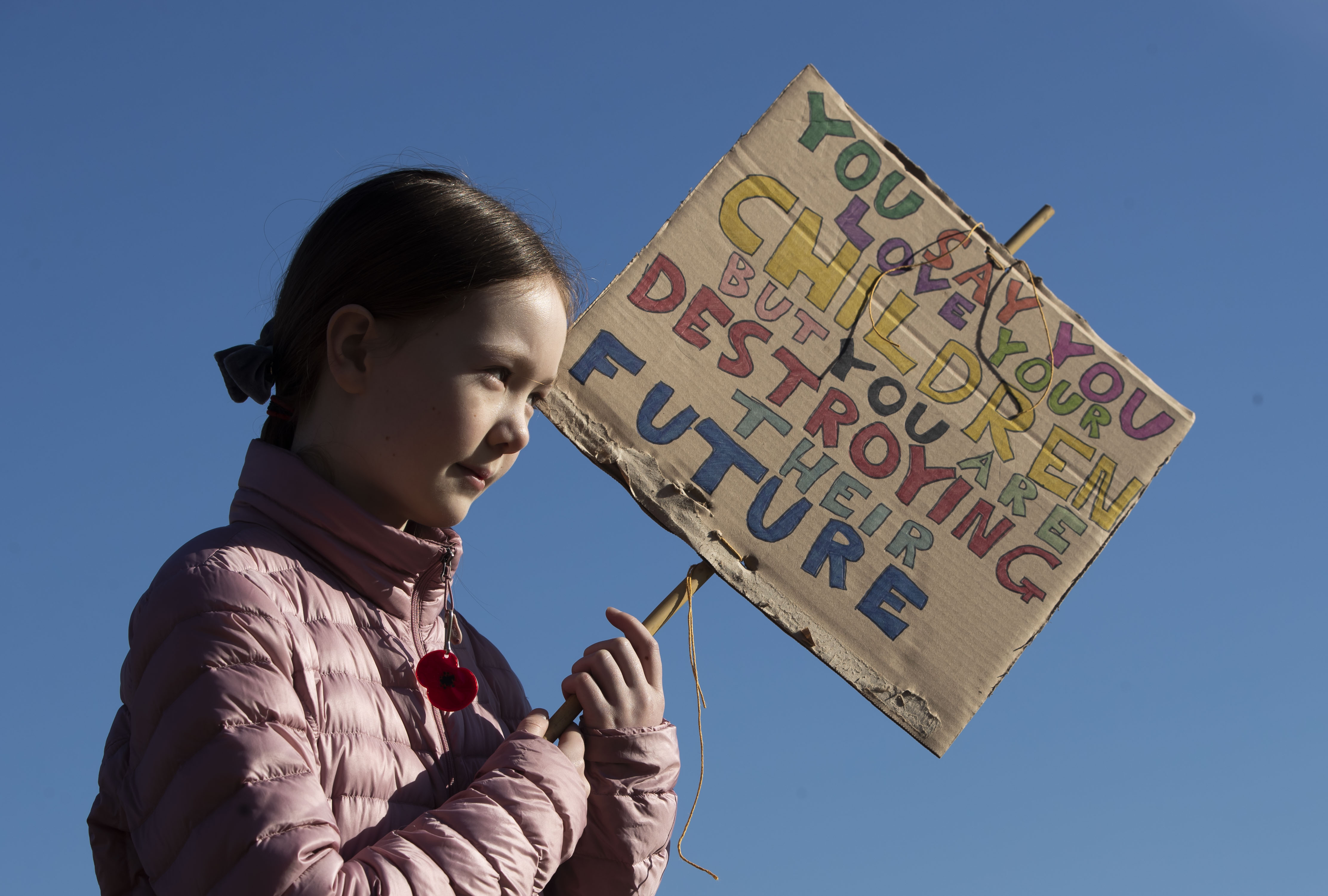 Students strike during a climate change protest in Huddersfield
