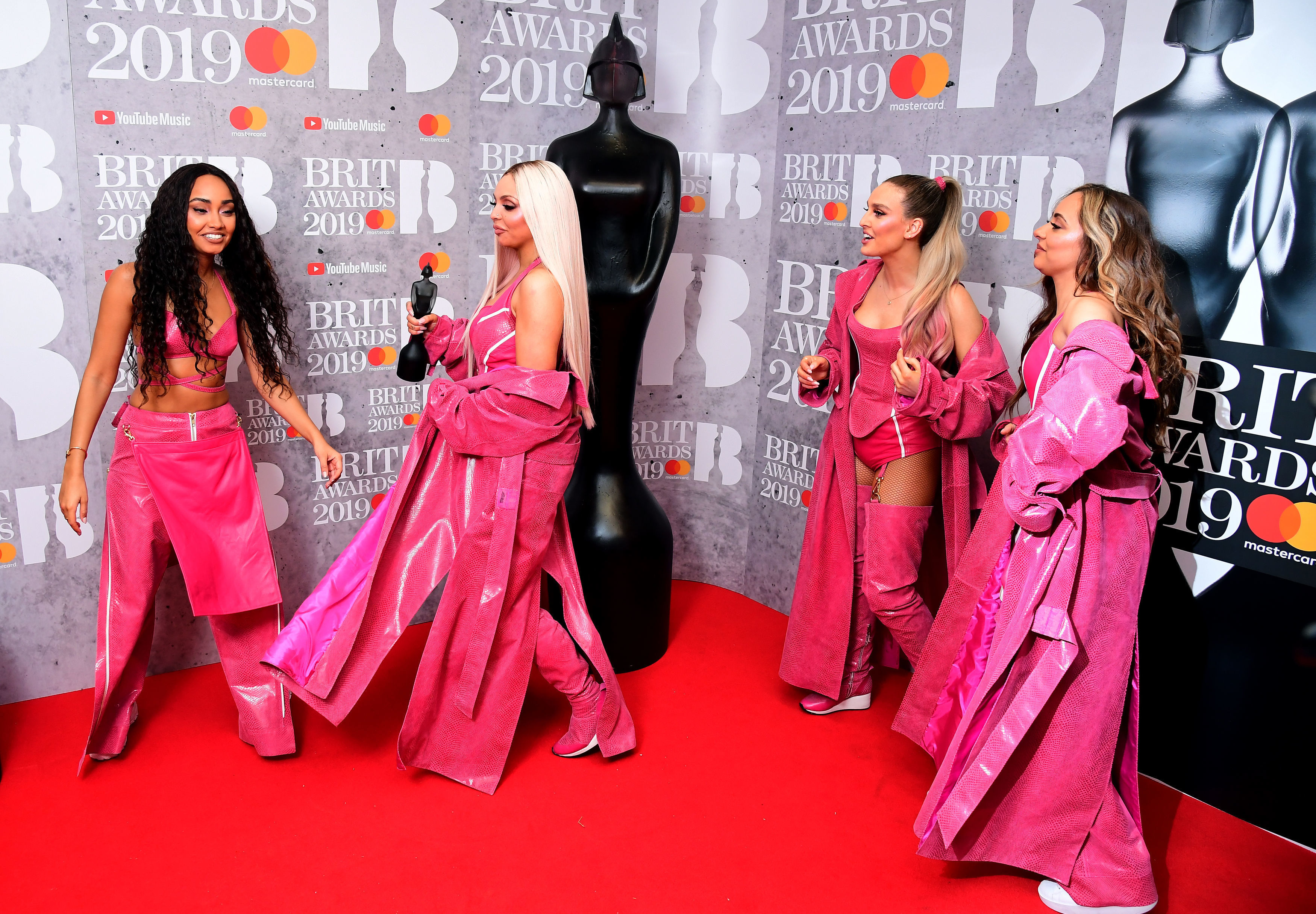Leigh-Anne Pinnock, Jesy Nelson, Perrie Edwards and Jade Thirlwall of Little Mix with their Best British Video Brit Award