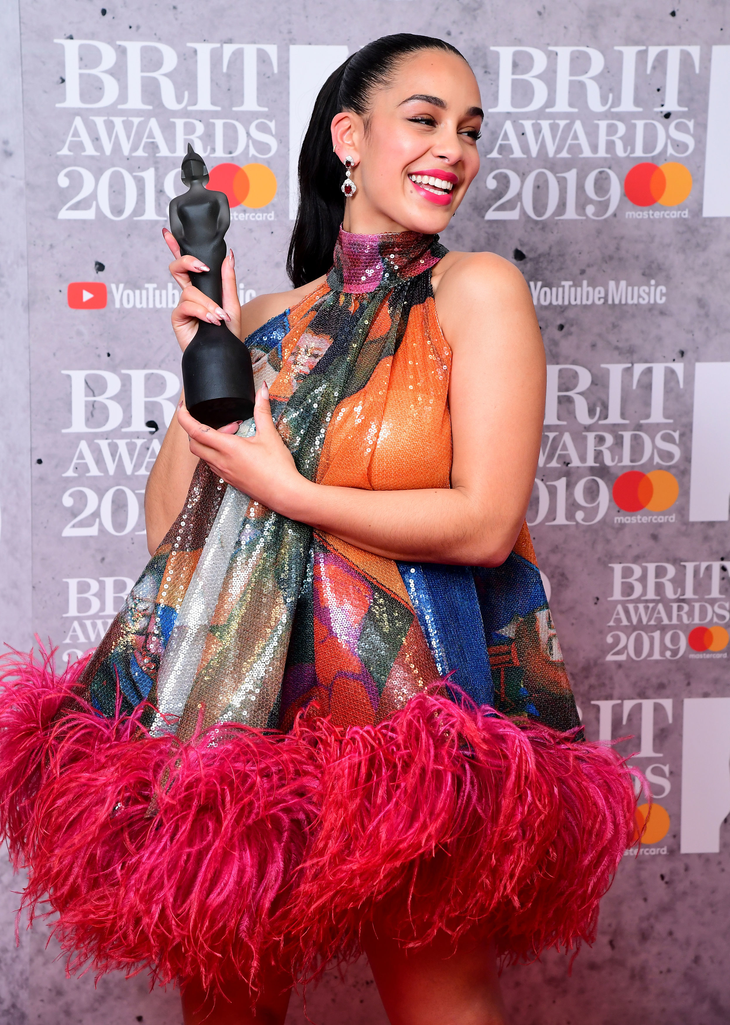 Jorja Smith with her Best British Female Solo Artist Brit Award