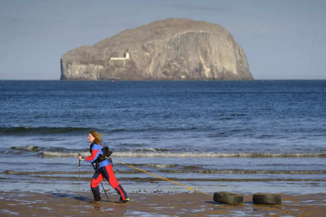 Adventurer Mollie Hughes training on the beach