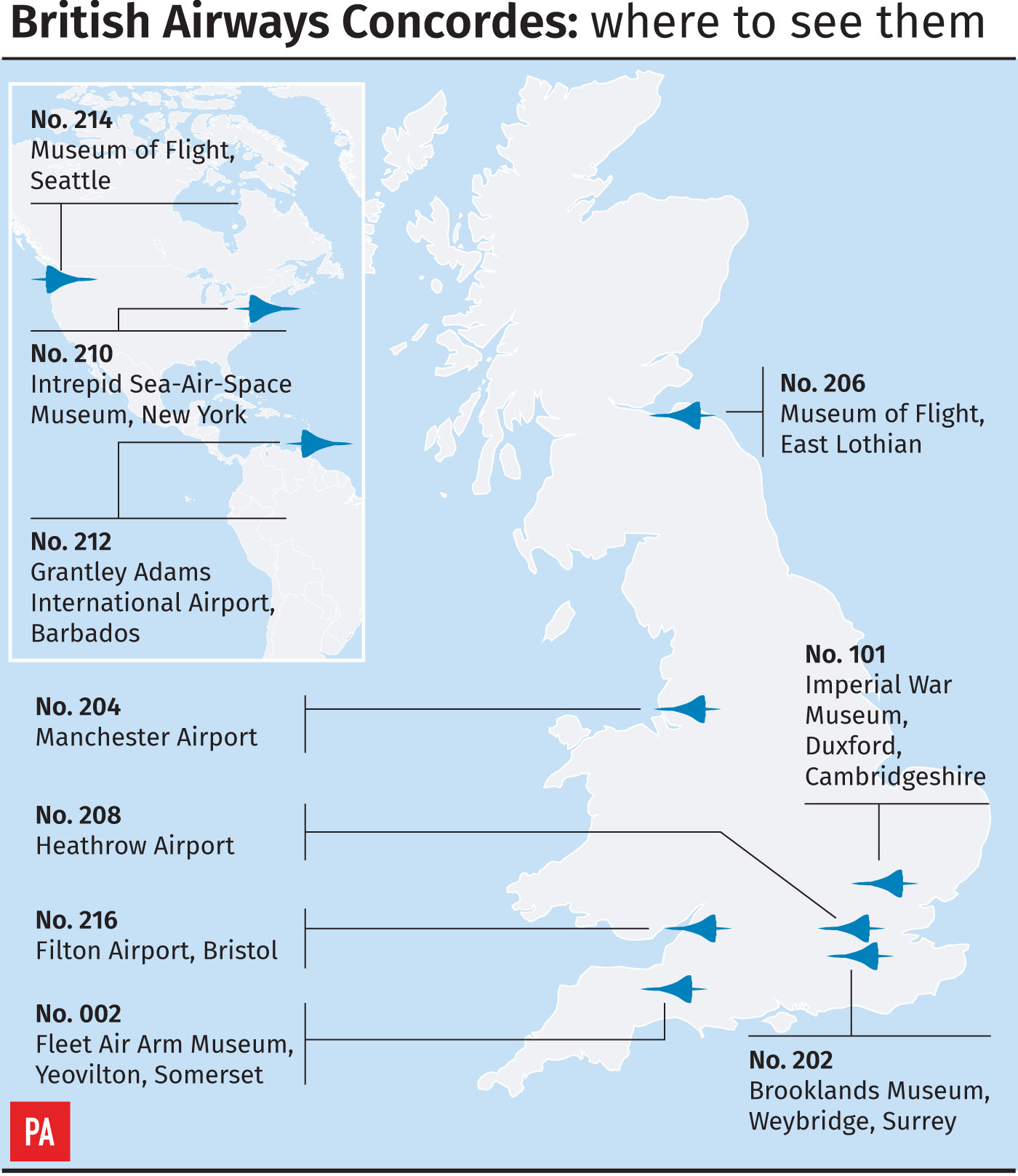 British Airways Concordes: where to see them