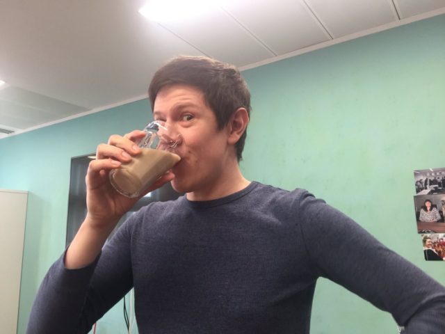 A friend of Mr Felton's drinking a milk coke
