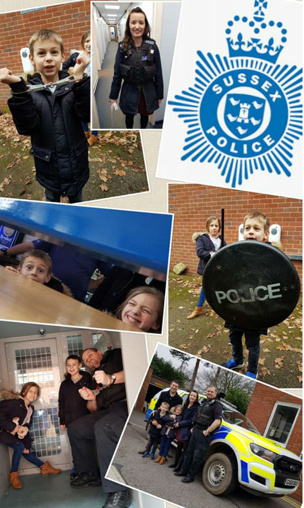 A collage of the day James Glass spent at Horsham police station