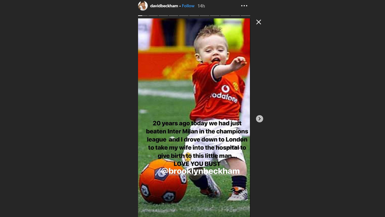 Image from David Beckham's Instagram Story