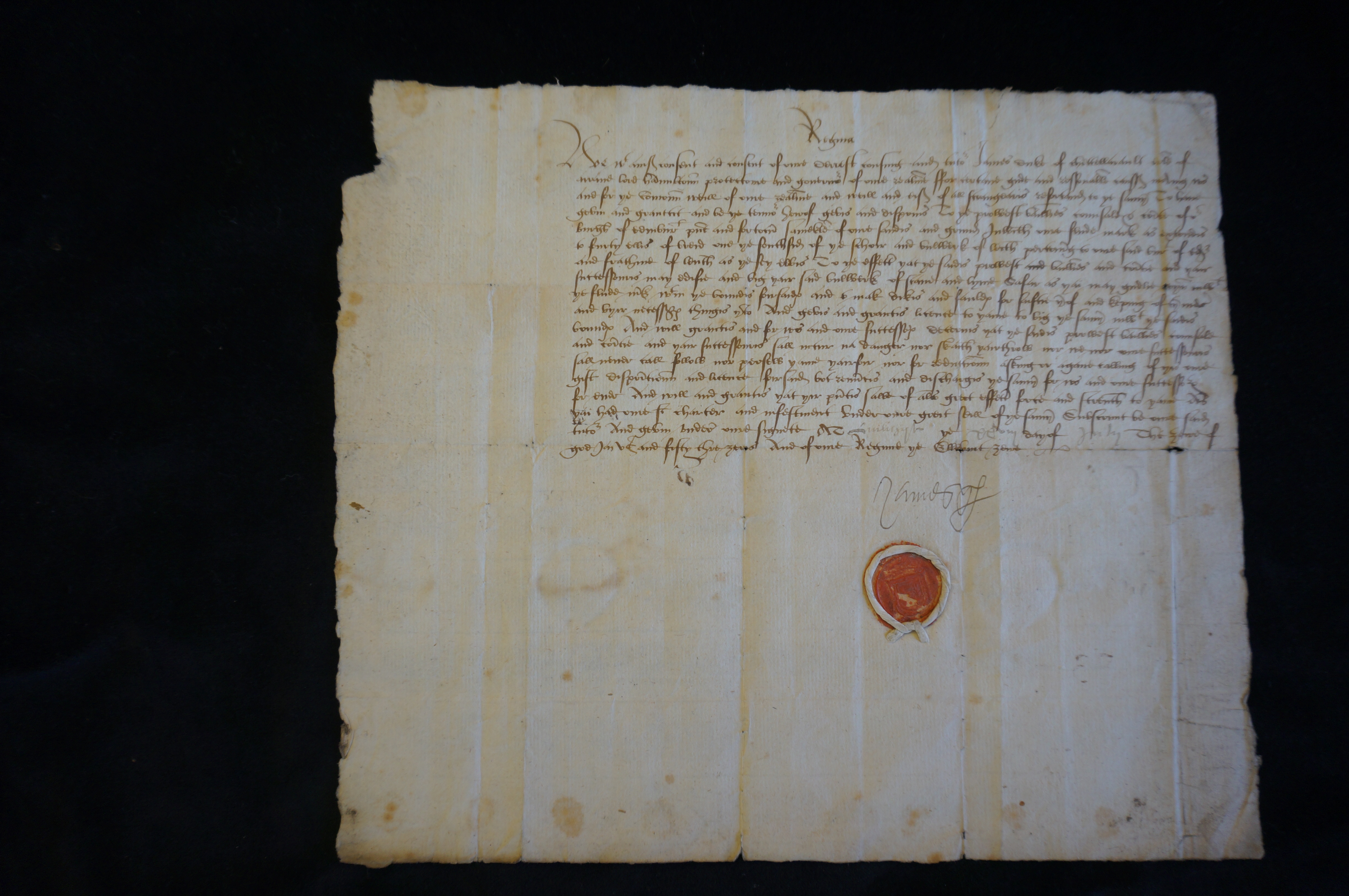 Letter detailing gift by the queen