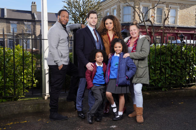 The Atkins family with Karen Taylor and Mitch Baker