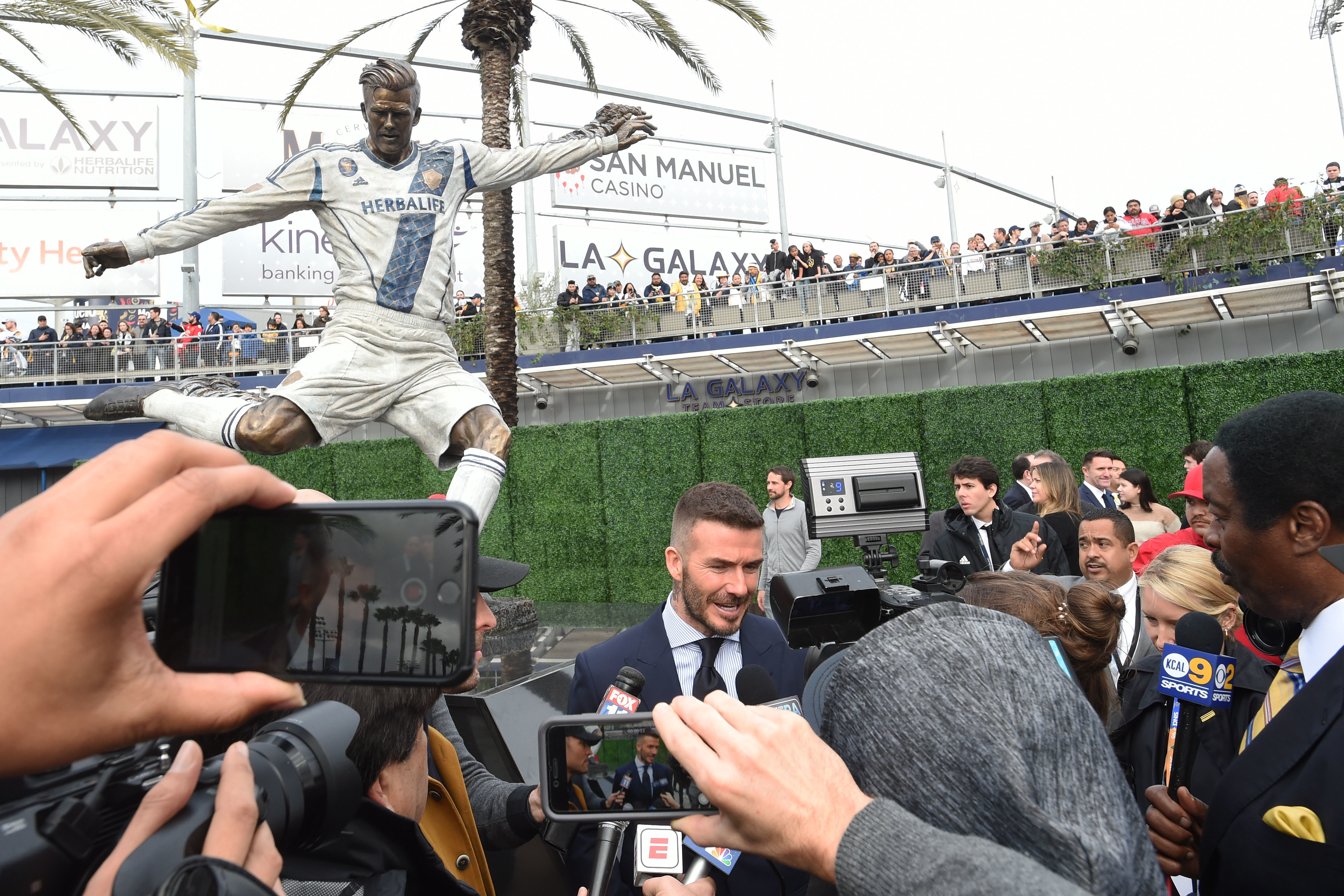 The LA Galaxy unveil a statue of former midfielder David Beckham