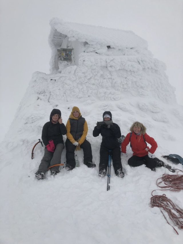 Ambre Boucher and friends near the summit of Ben Nevis on Friday