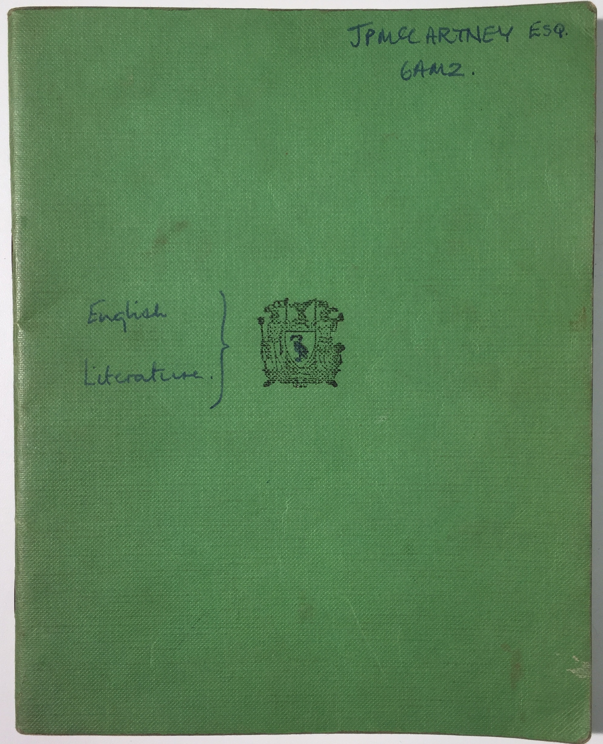 The front of the exercise book