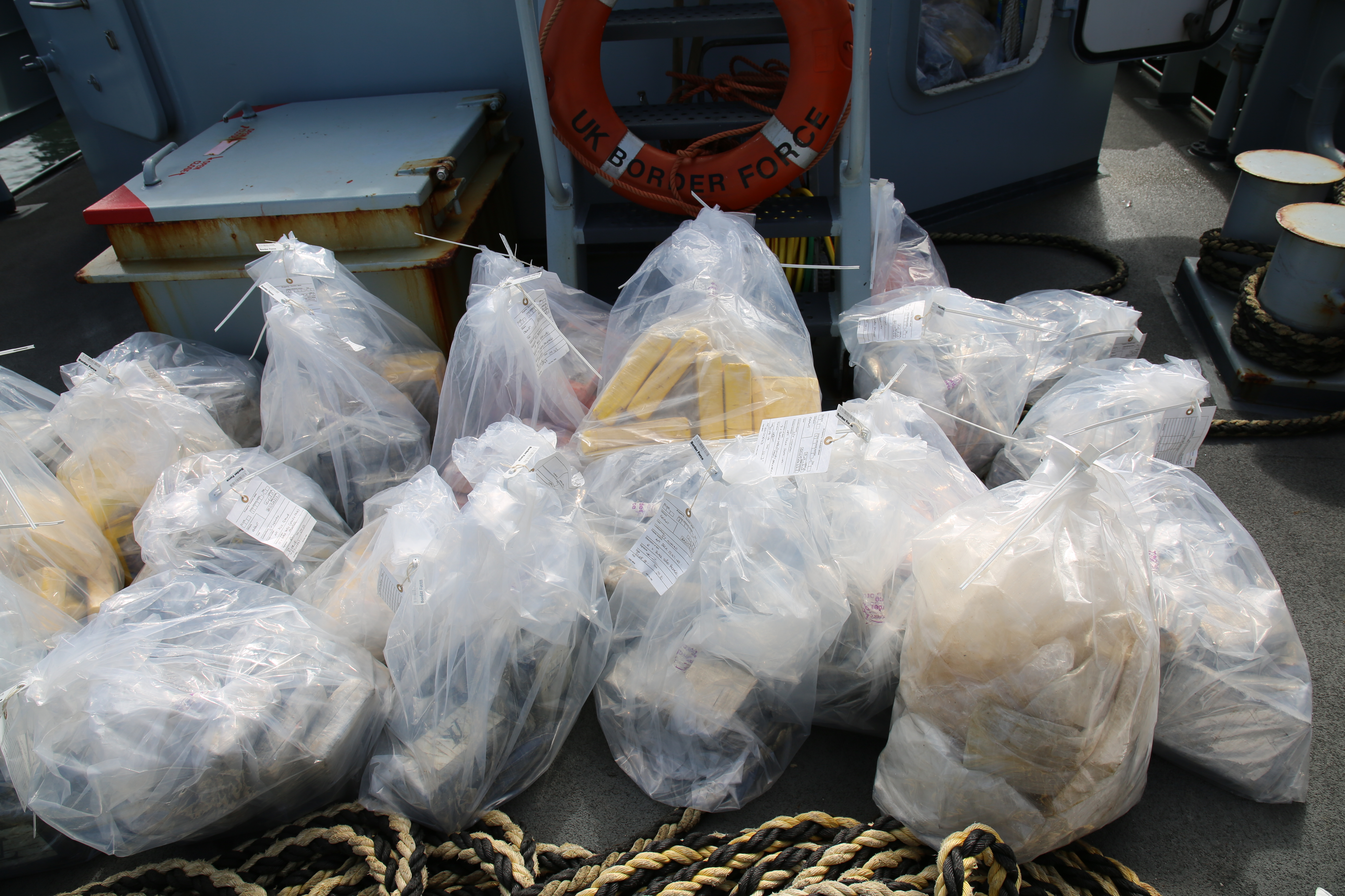 Bags of cocaine seized by the British authorities (National Crime Agency/PA)